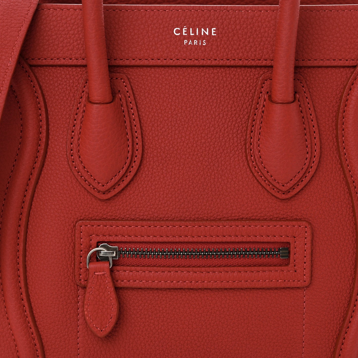 Drummed Calfskin Nano Luggage Pop Red