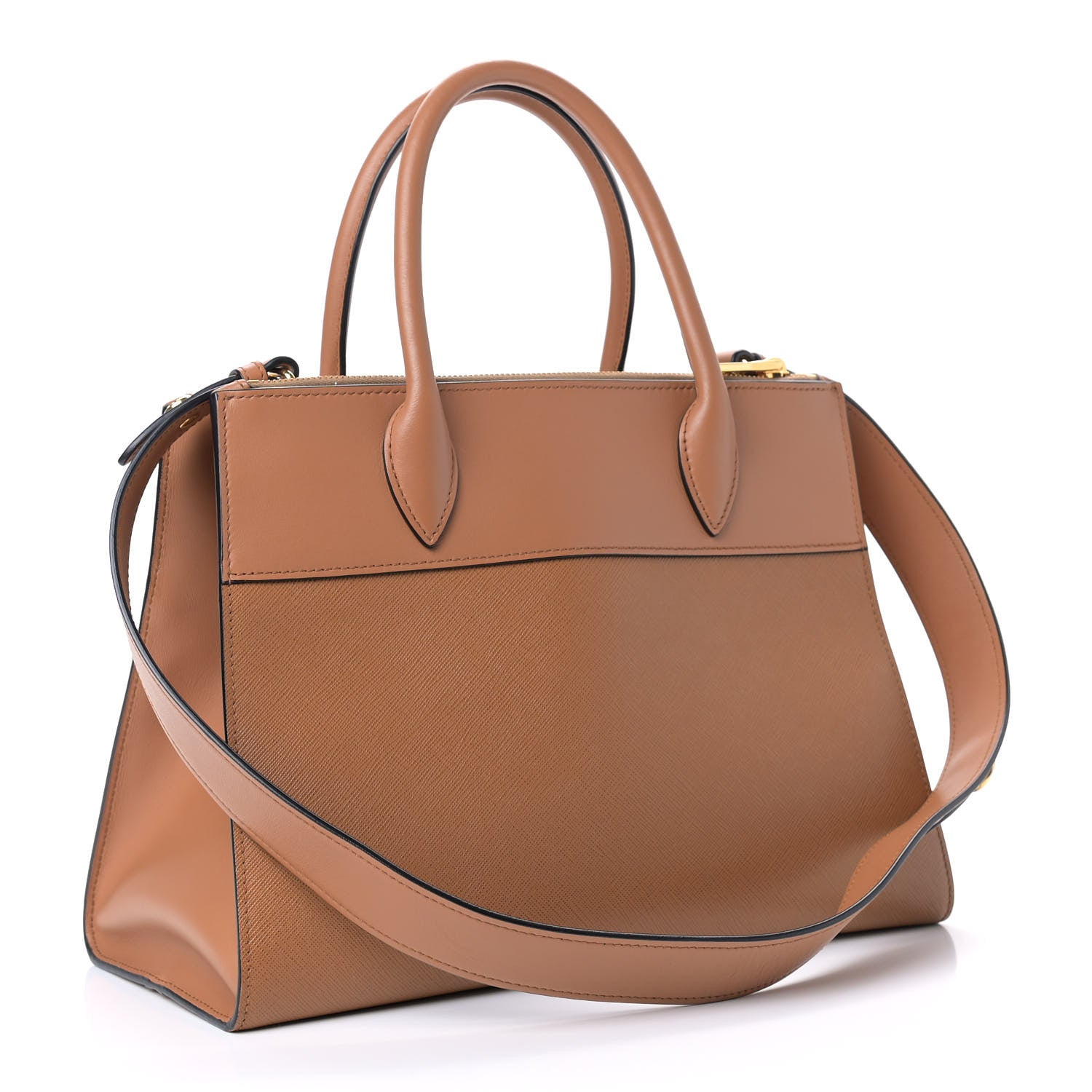 Prada Saffiano City Calf Medium Esplanade Tote Caramel 3 of 8