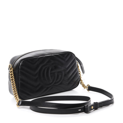 Gucci Calfskin Matelasse Small GG Marmont Chain Shoulder Bag Black 3 of 10