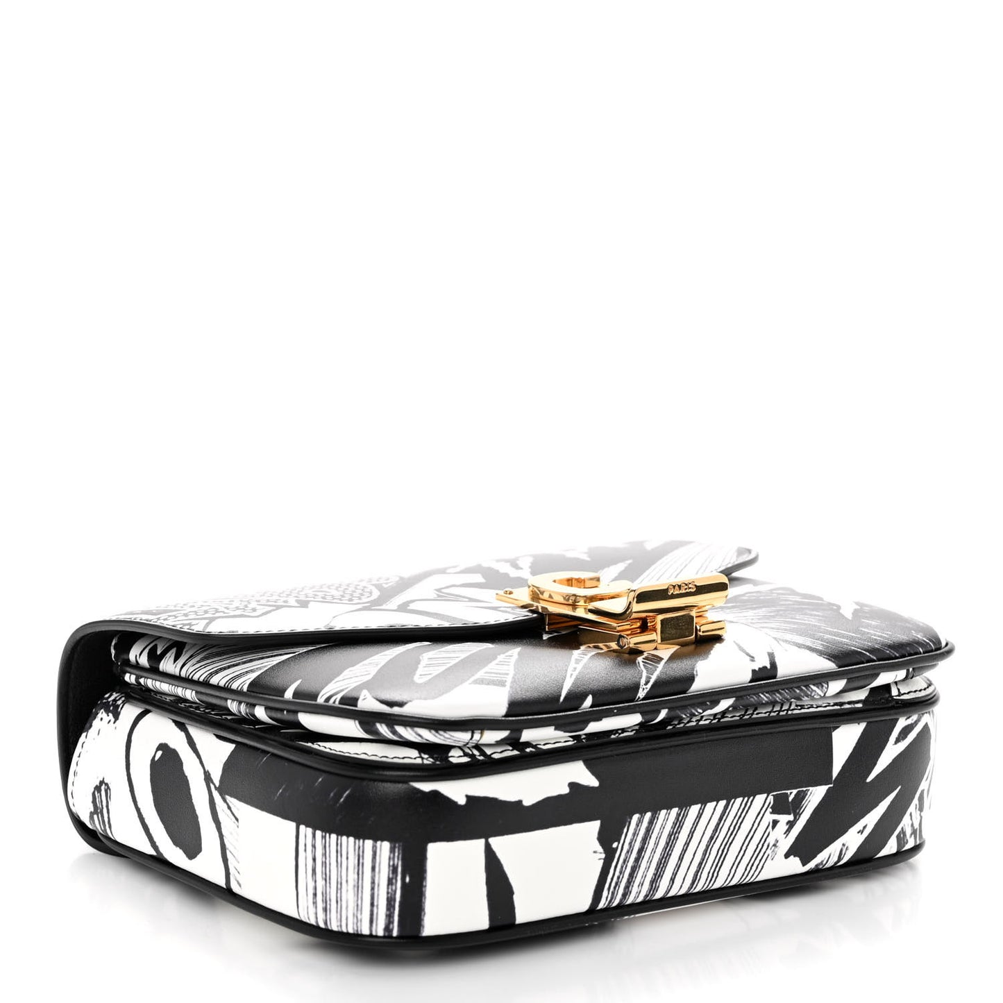 x Christian Marclay Calfskin Zzhaa Printed Small C Bag Black White