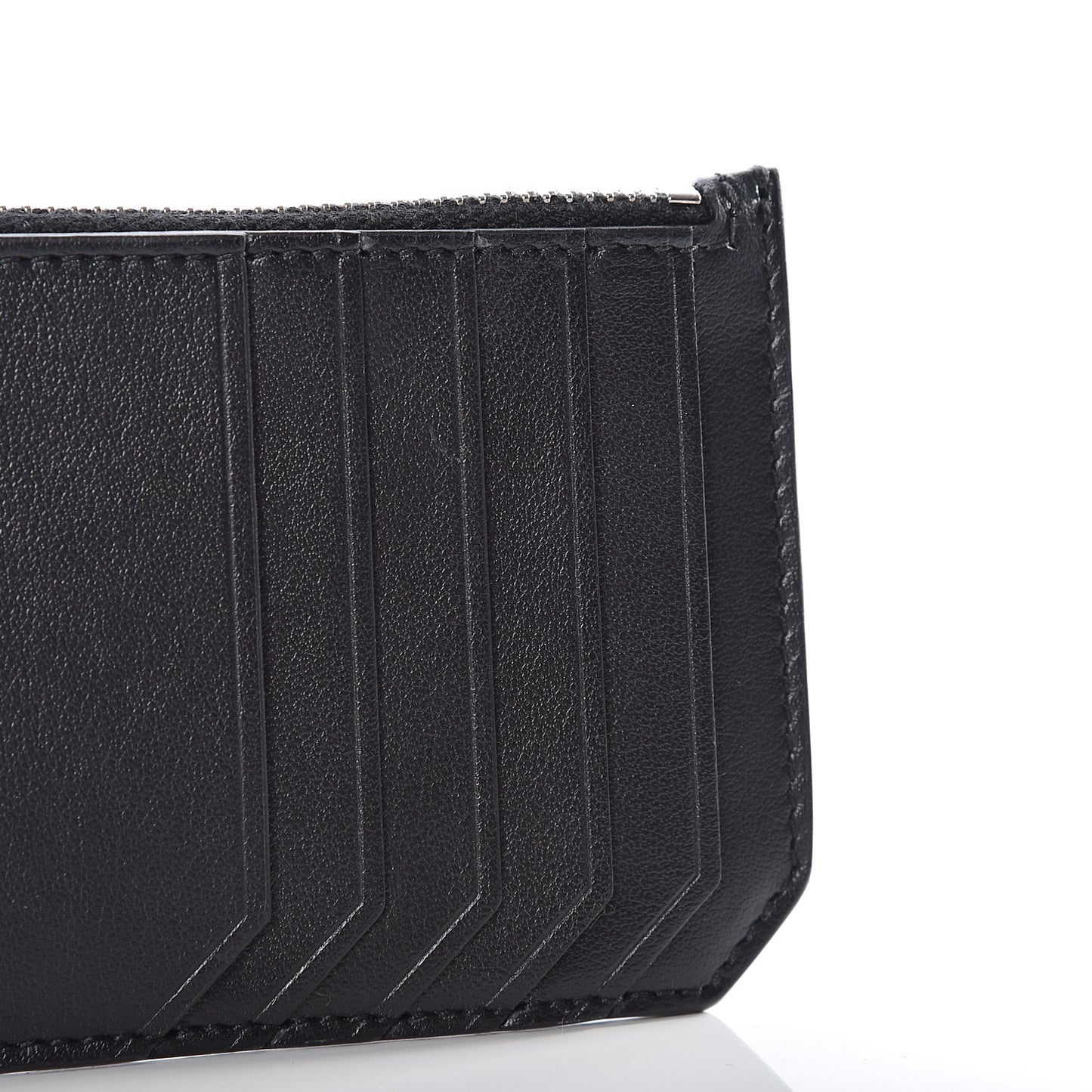 Calfskin Moujik Patch Fragments Zip Pouch Card Holder Black