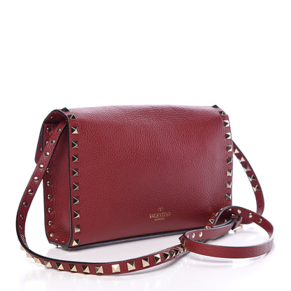 Valentino Garavani Pebbled Calfskin Medium Rockstud Flip Lock Crossbody Bag Red 3 of 10