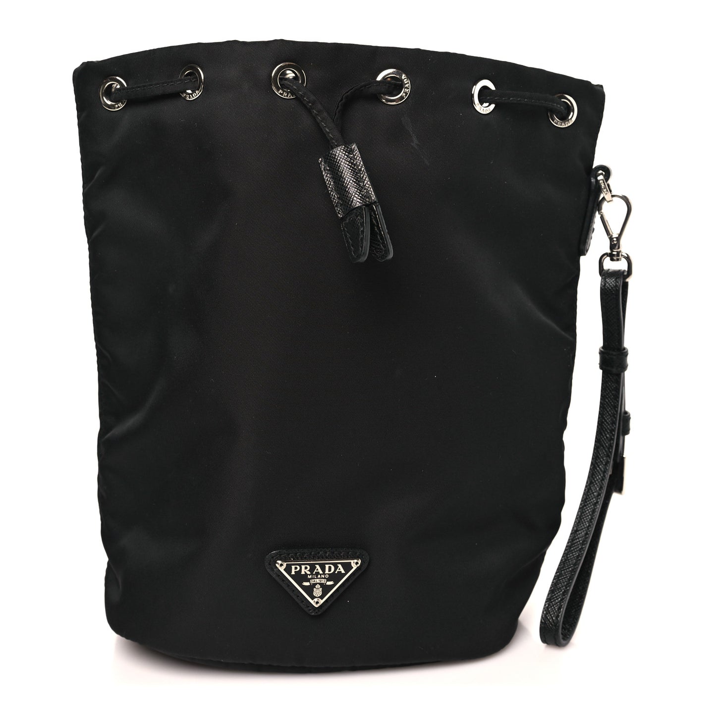 Re-Nylon Vela Drawstring Wristlet Pouch Black