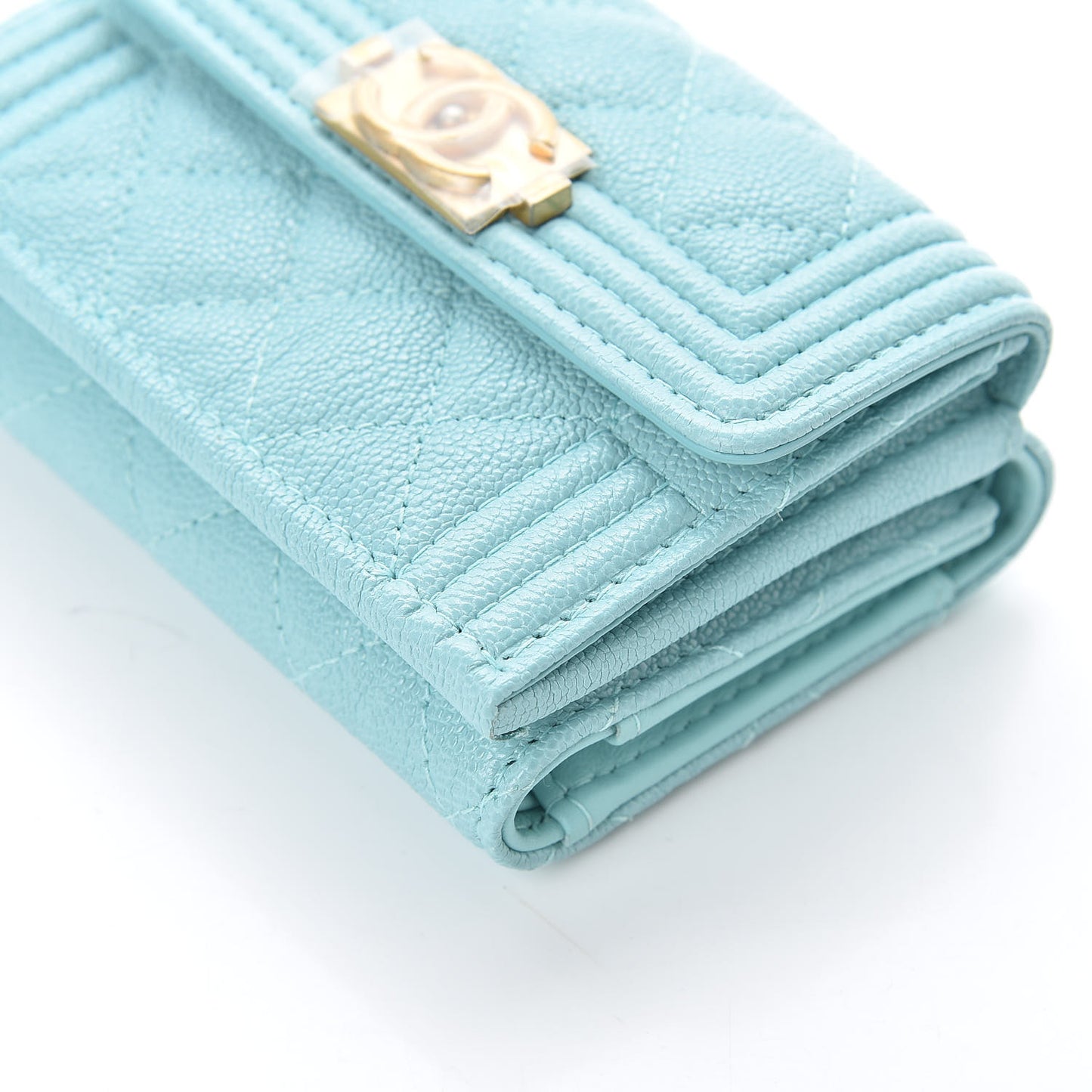 Caviar Quilted Small Boy Flap Wallet Light Blue