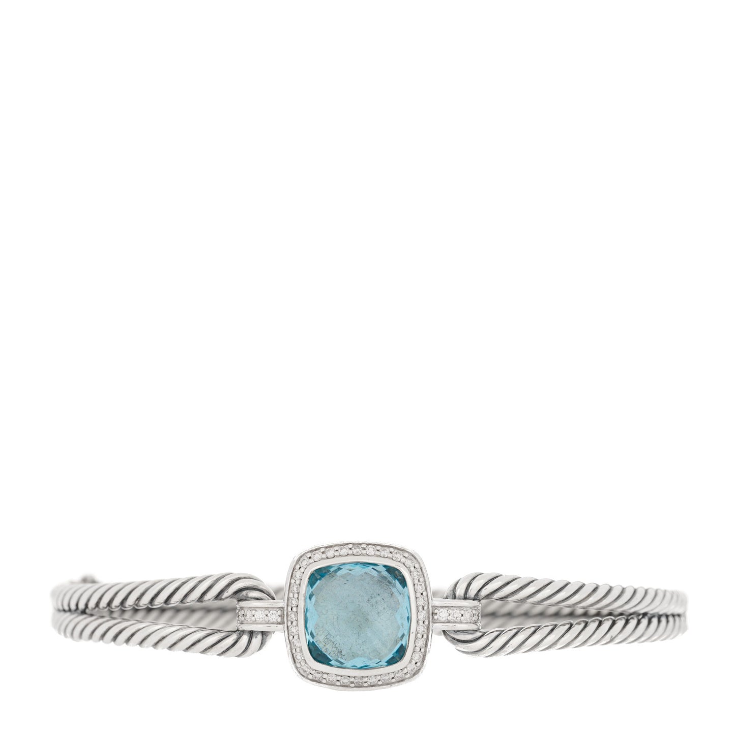 Sterling Silver Diamond Blue Topaz Albion Cable Bracelet