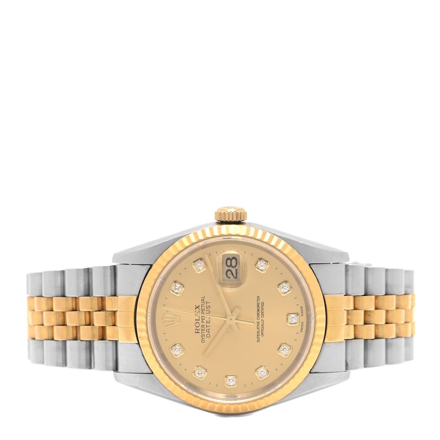 Rolex Stainless Steel 18K Yellow Gold Diamond 36mm Oyster Perpetual Datejust Watch Champagne 16233 2 of 4