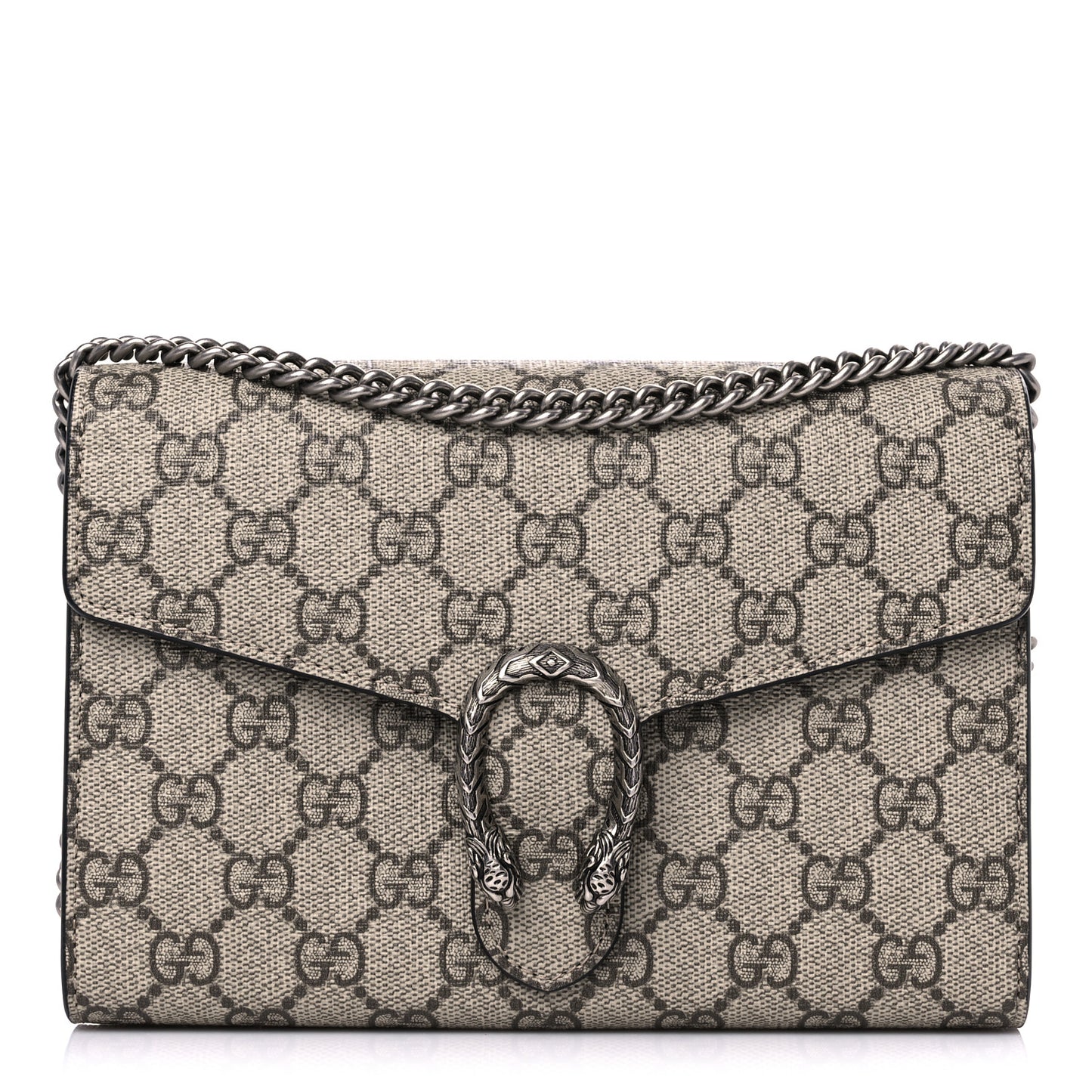 GG Supreme Monogram Mini Dionysus Chain Wallet Beige Black