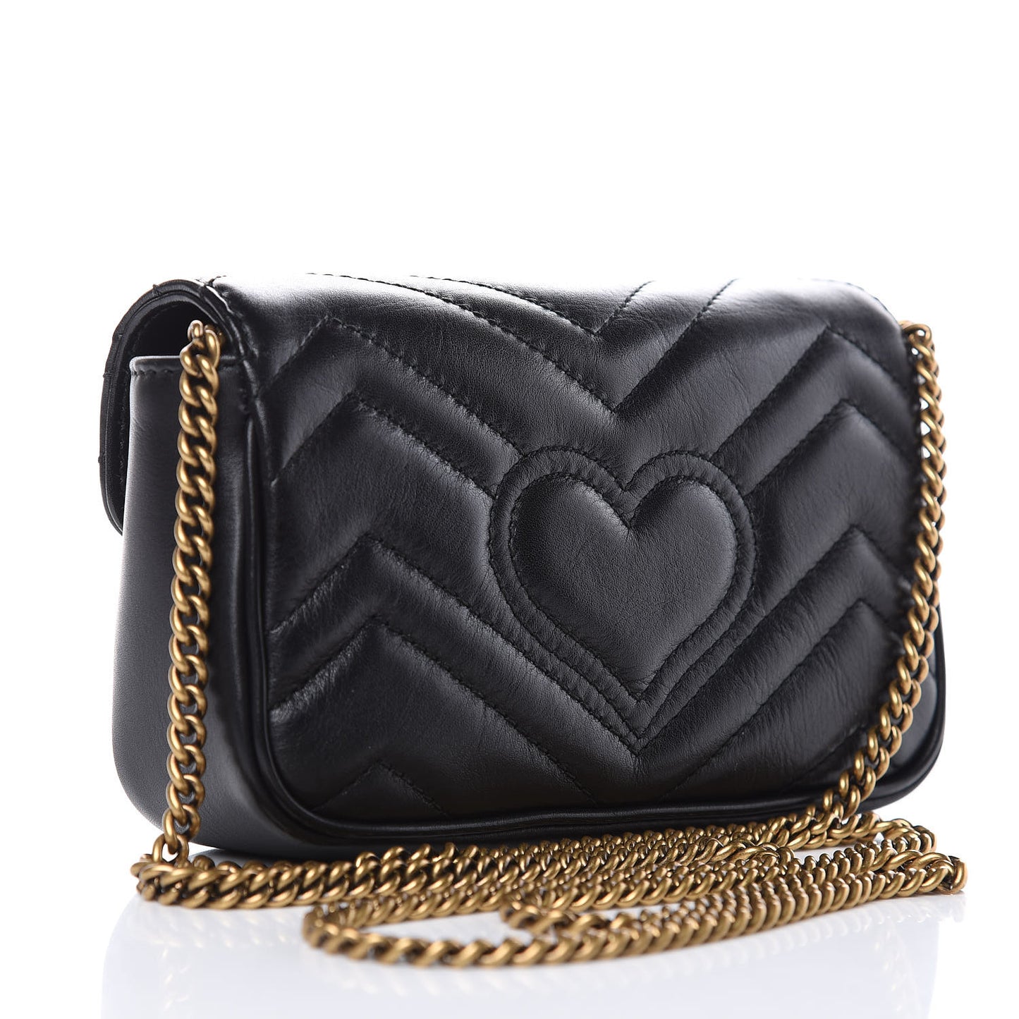 Calfskin Matelasse Super Mini GG Marmont Shoulder Bag Black