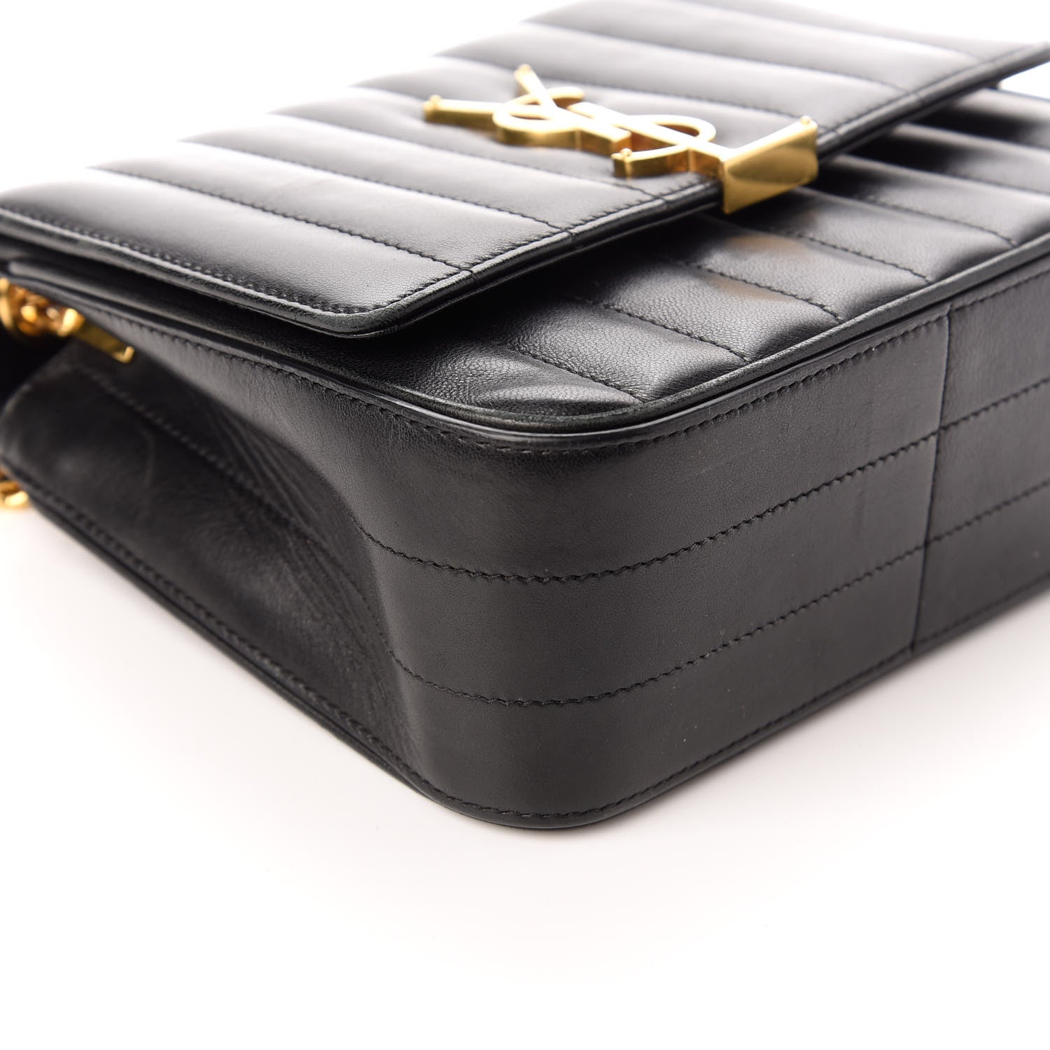 Saint Laurent Lambskin Matelasse Monogram Medium Vicky Chain Bag Black 9 of 10