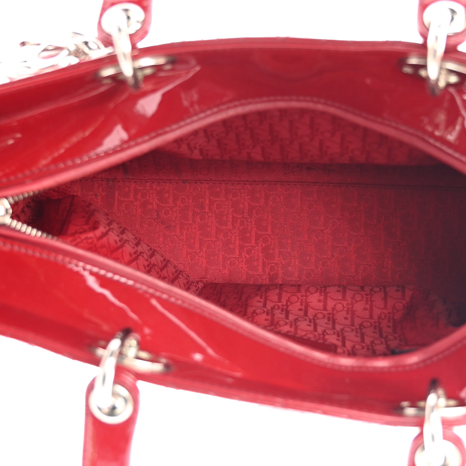 Christian Dior Patent Cannage Large Lady Dior Red 6 of 10
