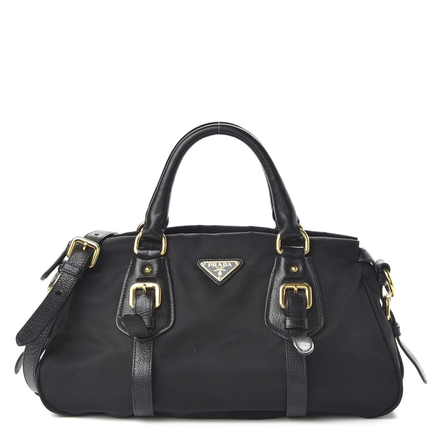 Prada Tessuto Nylon Vitello Daino Shopping Satchel Black 1 of 9