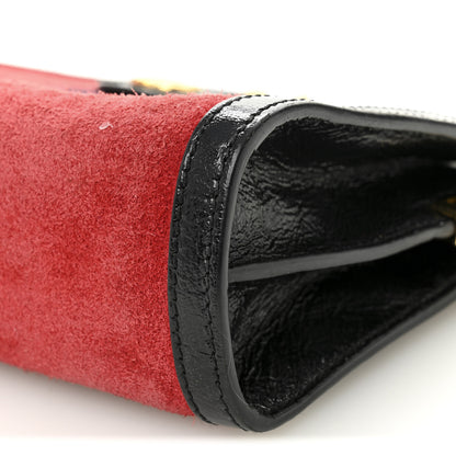 Gucci Suede Patent Web Small Ophidia Chain Shoulder Bag Hibiscus Red Black 10 of 11