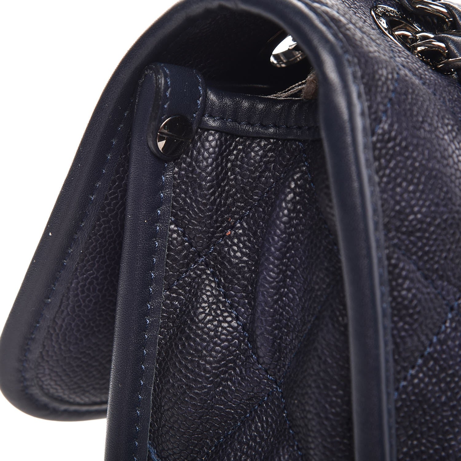 Chanel Caviar Quilted Large French Riviera Flap Navy Blue 11 of 12