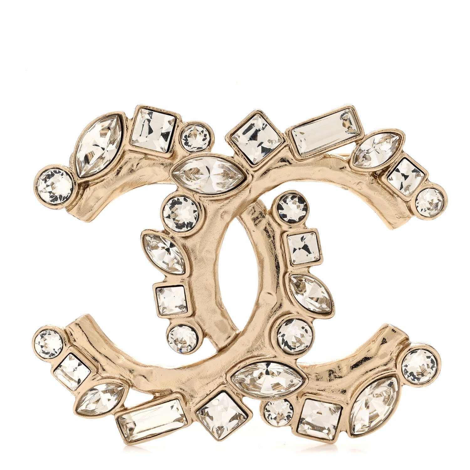 Chanel Crystal Baguette CC Brooch Gold 1 of 5