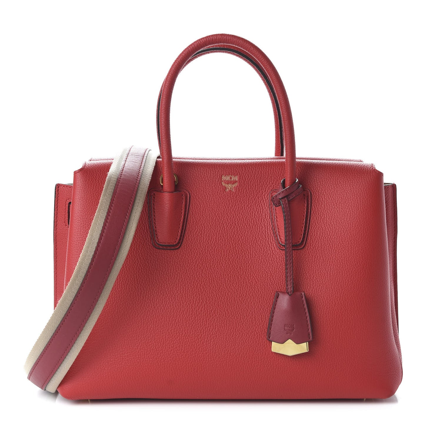 Grained Calfskin Medium Milla Tote Ruby Red
