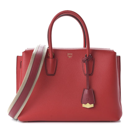 MCM Grained Calfskin Medium Milla Tote Ruby Red 1 of 9