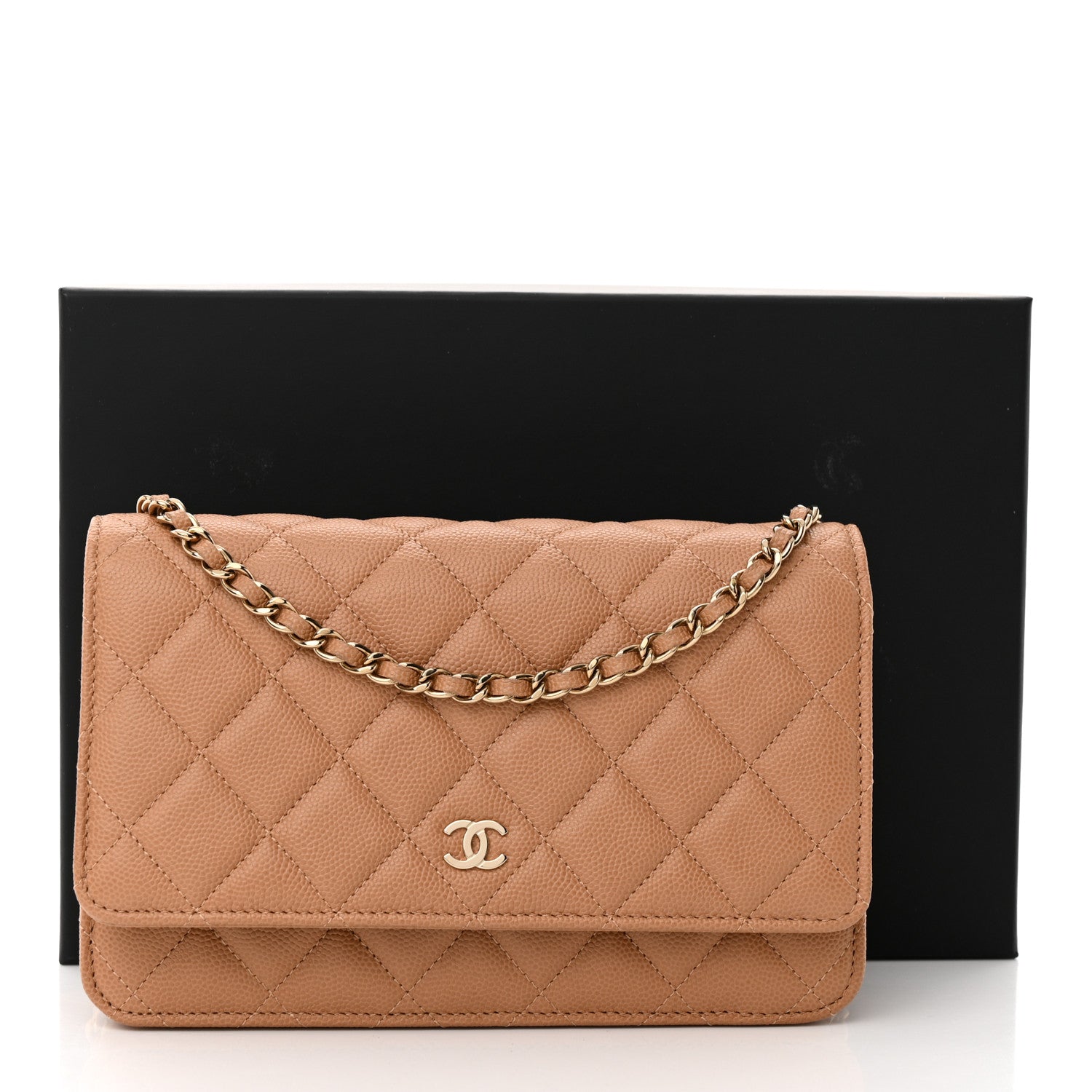 Chanel Caviar Quilted Wallet on Chain WOC Dark Beige 13 of 13
