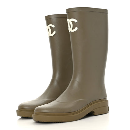 Chanel Caoutchouk CC High Boots 35 Dark Beige 3 of 8