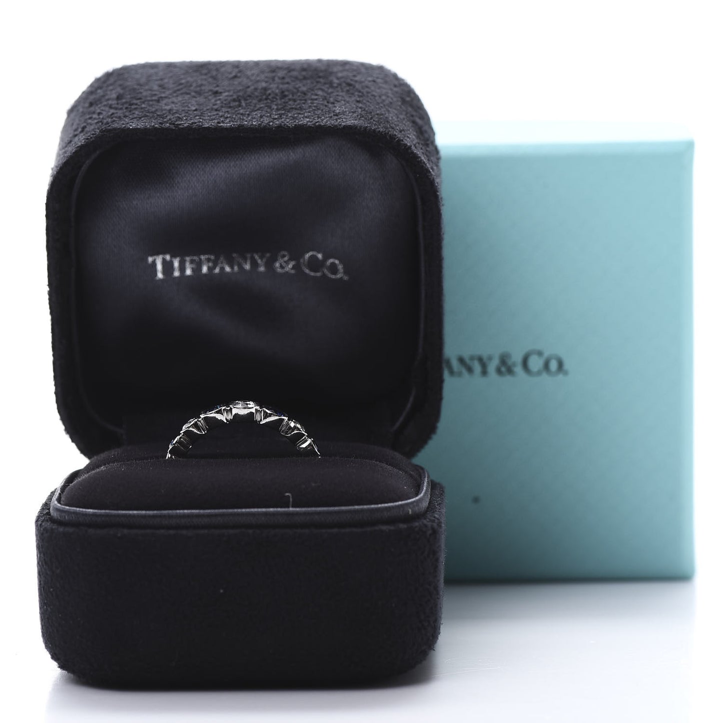 Platinum Diamond Blue Sapphire Jazz Ring 50 5.5