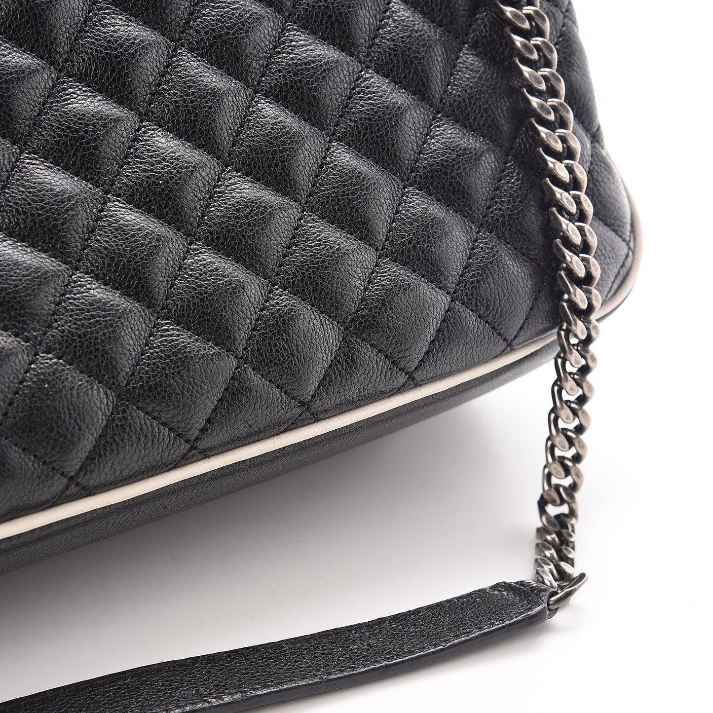 Calfskin Mixed Matelasse Triquilt Large Monogram Envelope Satchel Black White