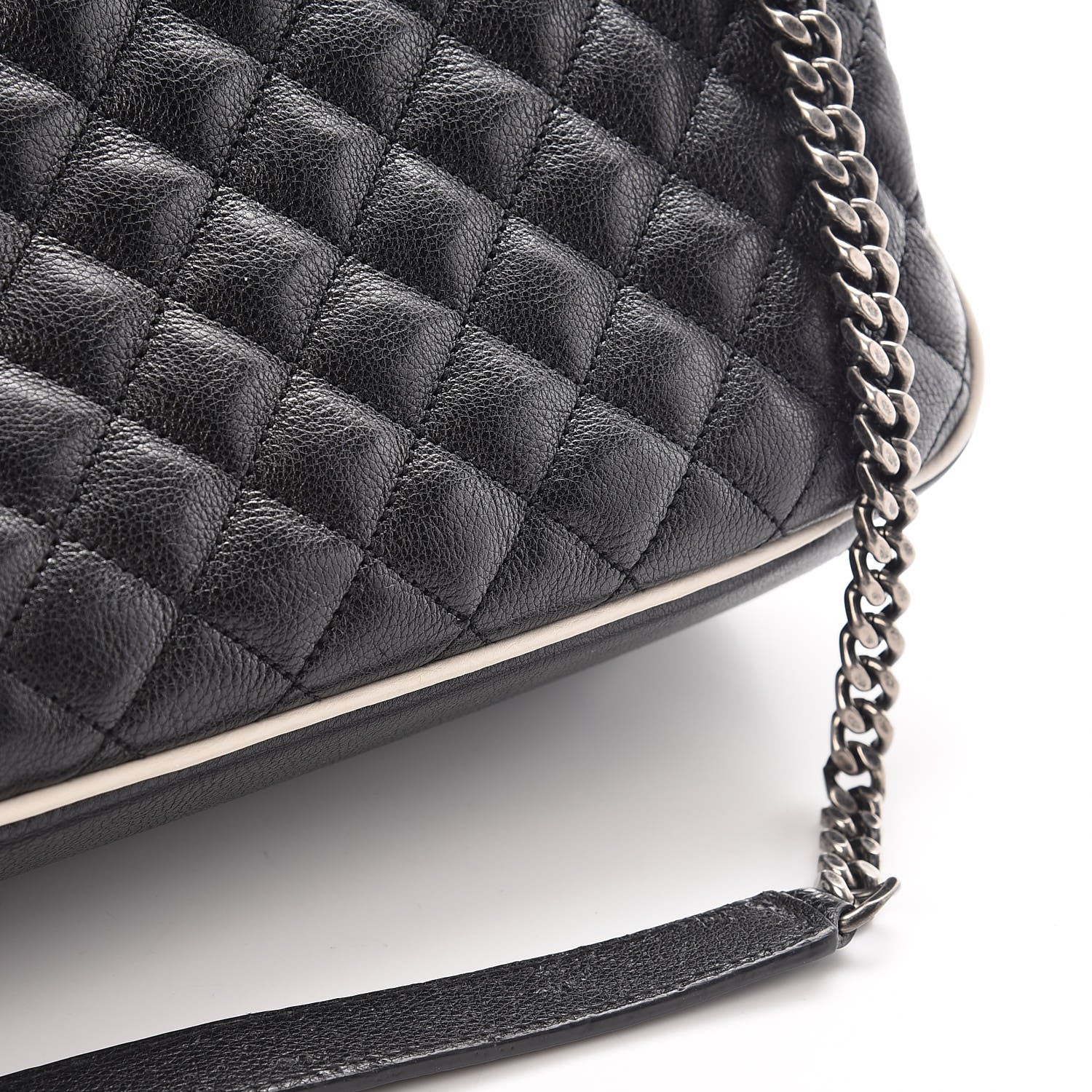 Saint Laurent Calfskin Mixed Matelasse Triquilt Large Monogram Envelope Satchel Black White 11 of 17