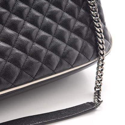 Saint Laurent Calfskin Mixed Matelasse Triquilt Large Monogram Envelope Satchel Black White 11 of 17