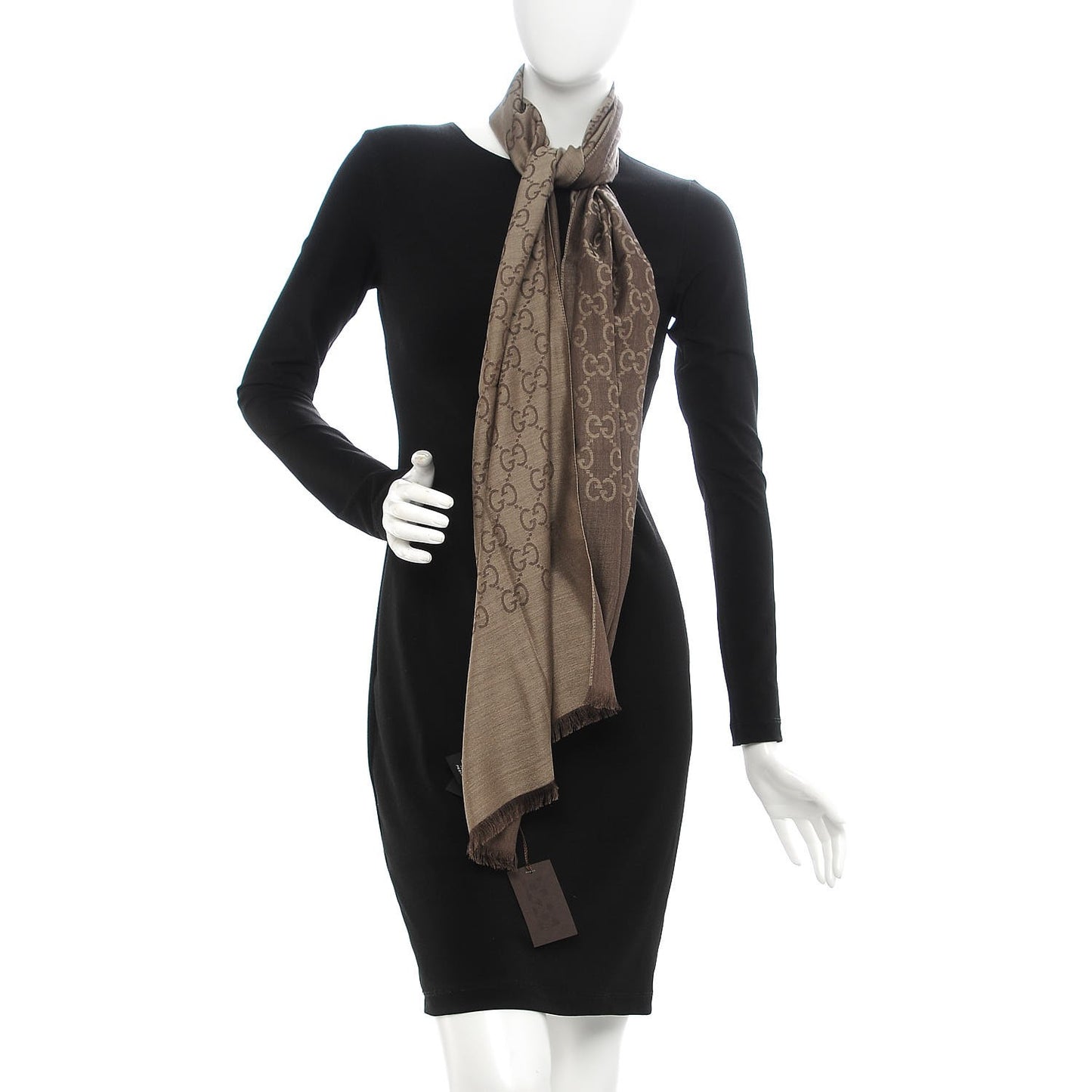 Wool Silk GG Monogram GGNat Scarf Rope Dark Brown