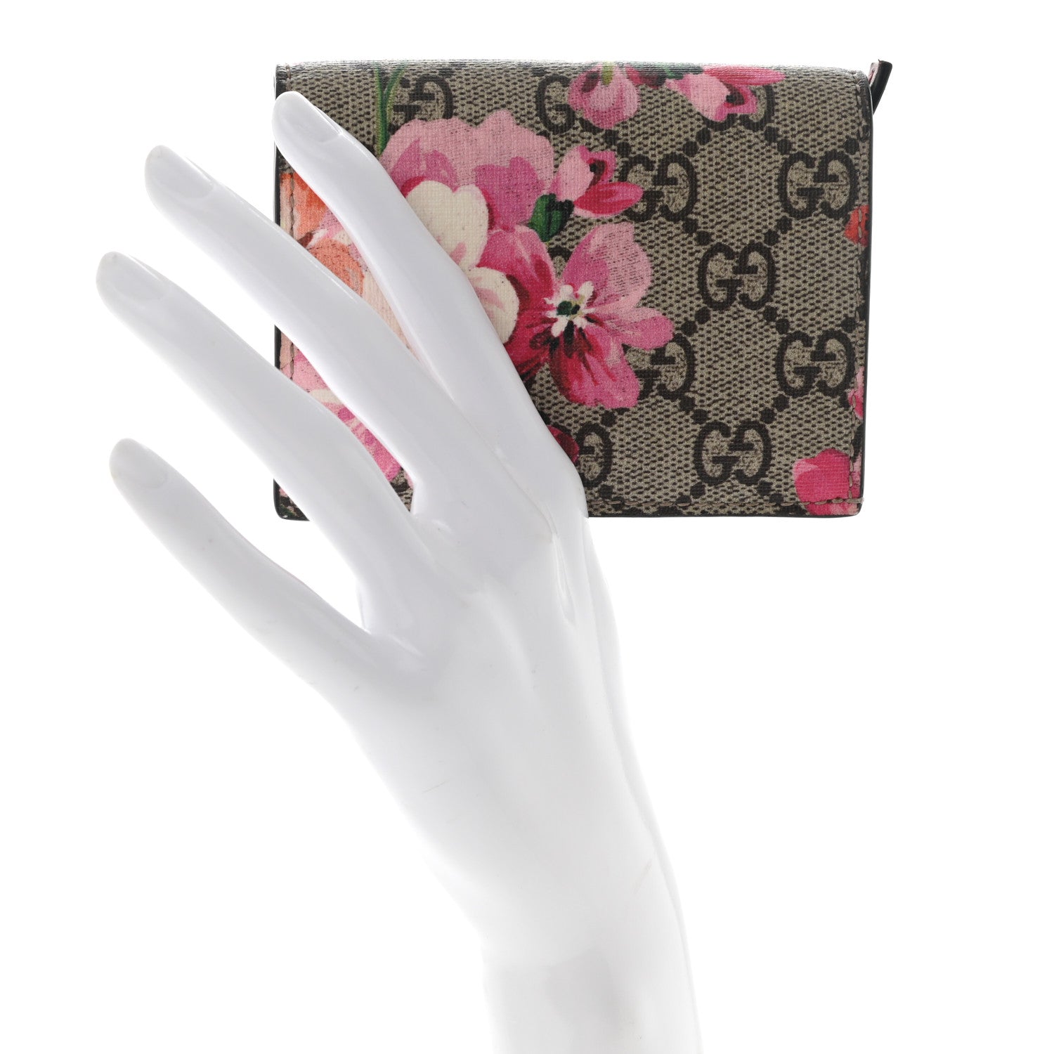 Gucci GG Supreme Monogram Blooms Card Case Wallet Beige Multicolor Dry Rose 2 of 11