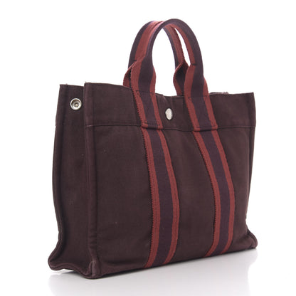 Hermes Canvas Fourre Tout PM Burgundy 3 of 9