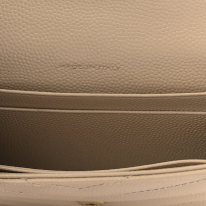 Saint Laurent Grain De Poudre Matelasse Chevron Small Monogram Envelope Wallet Dark Beige 7 of 9