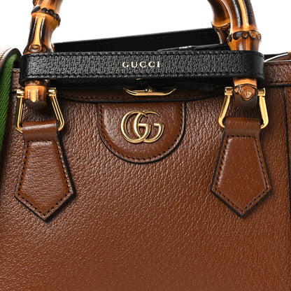 Gucci Textured Dollar Calfskin Web Mini Diana Tote Bag Cuir Black 8 of 10