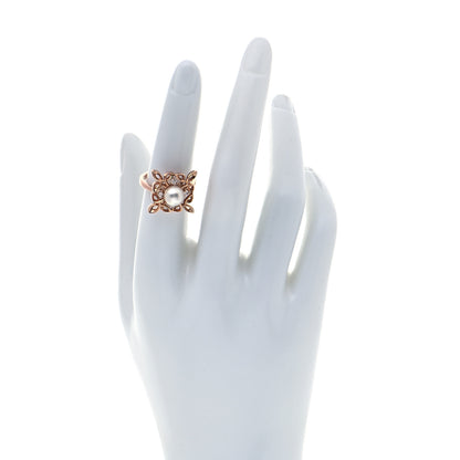 Mikimoto 18K Rose Gold Diamond Akoya Pearl 7mm Filigree Ring 52 6 2 of 6
