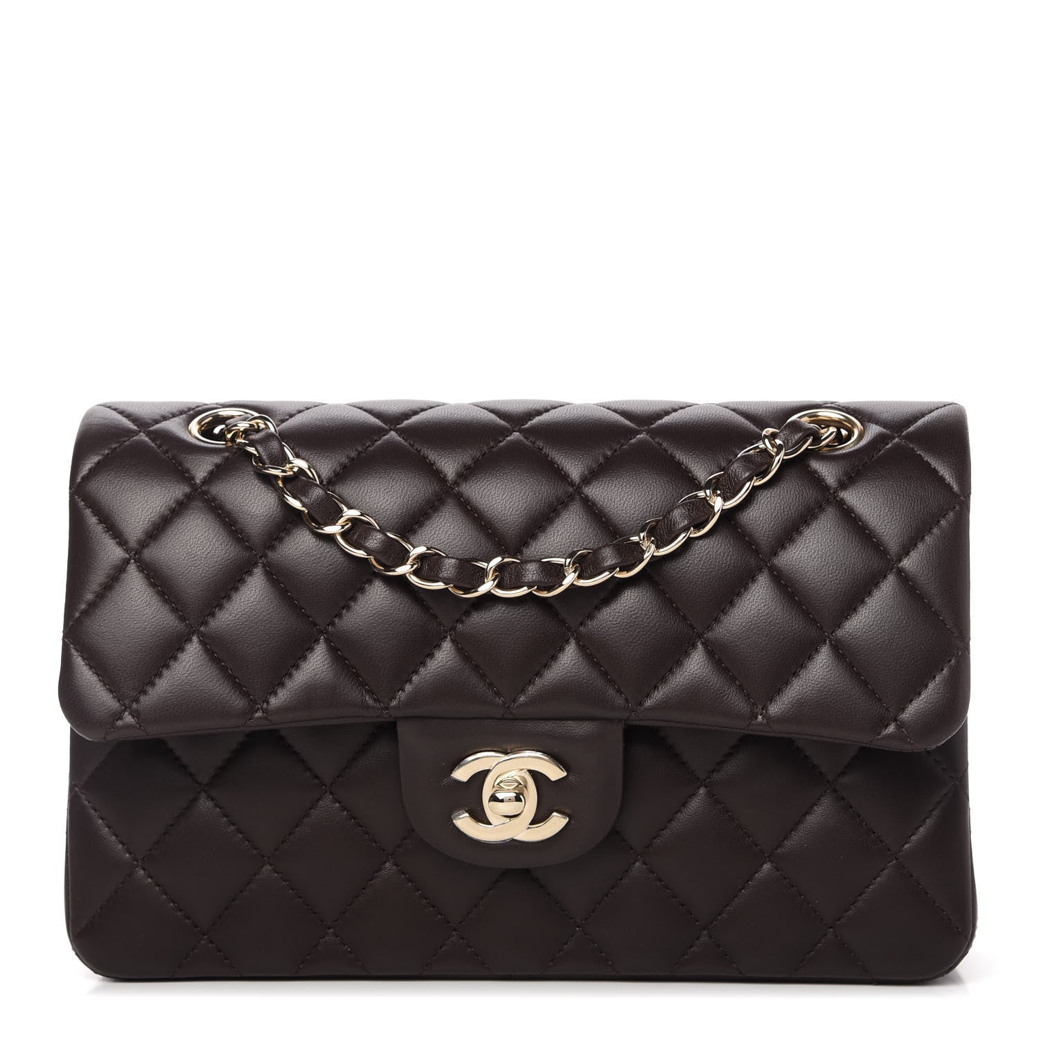 Chanel Lambskin Quilted Small Double Flap Brown 1 of 11