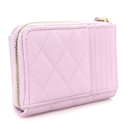 Chanel Caviar Quilted CC Zip Around Card Holder Light Purple 3 of 8