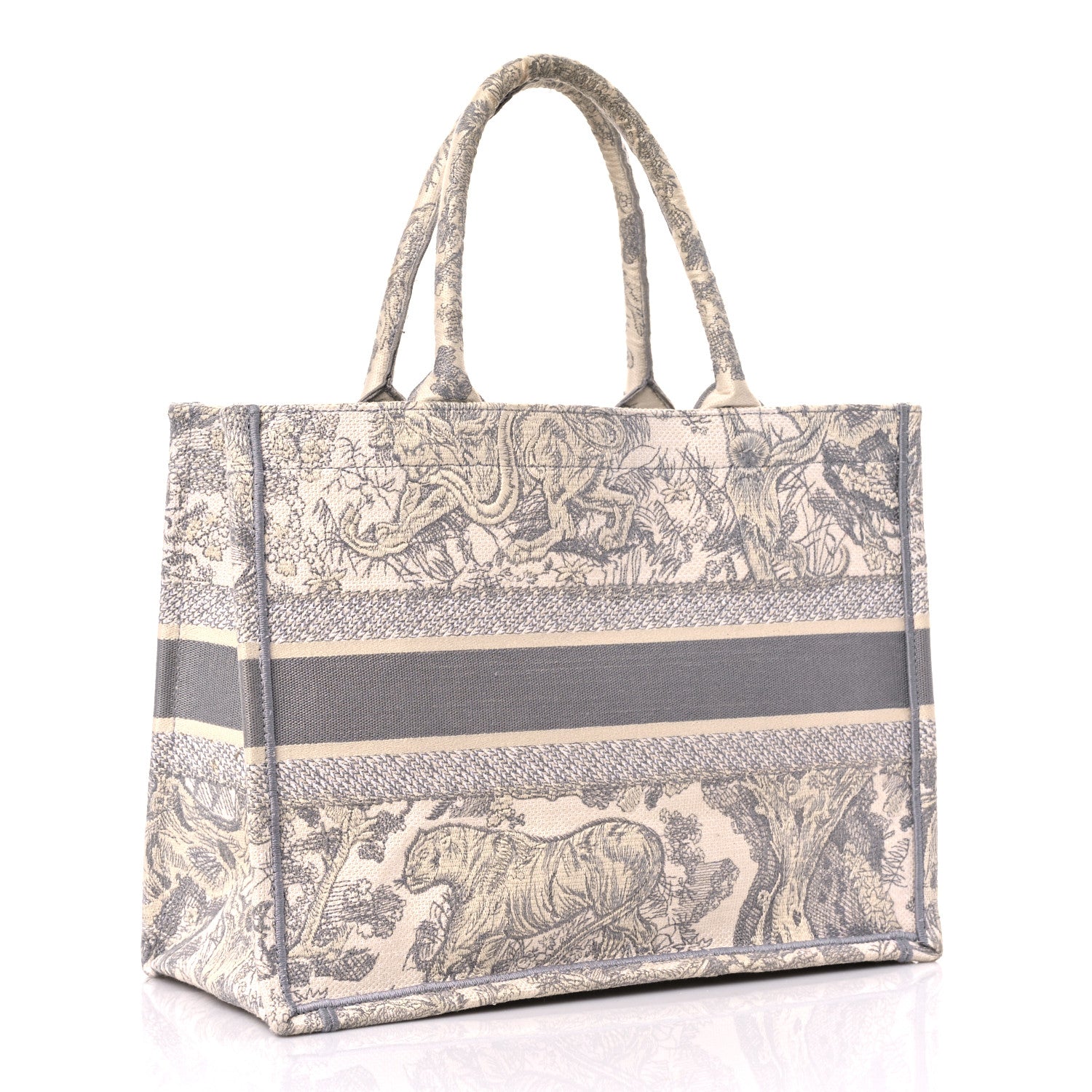 Christian Dior Canvas Embroidered Medium Dioriviera Toile De Jouy Book Tote Gray 3 of 14