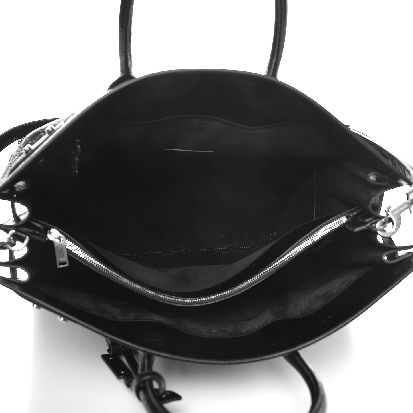 Calfskin Crocodile Embossed Large Souple Sac De Jour Black