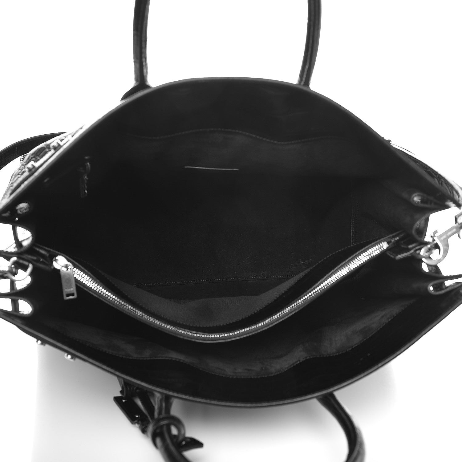 Saint Laurent Calfskin Crocodile Embossed Large Souple Sac De Jour Black 5 of 8