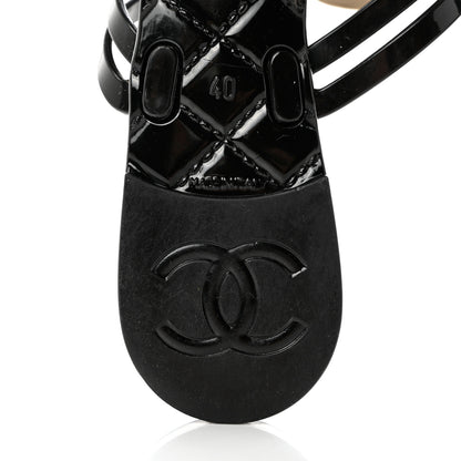 Chanel Jelly Camellia Thong Sandals 40 Black Ivory 7 of 8