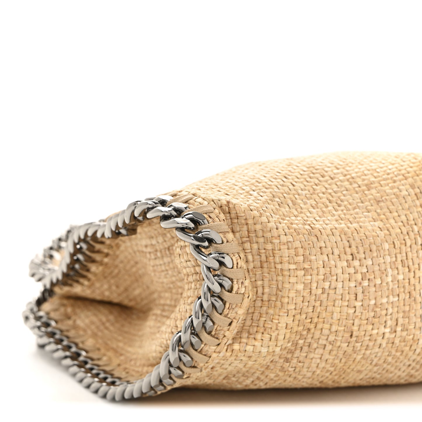 Woven Raffia Mini Falabella Fold Over Natural