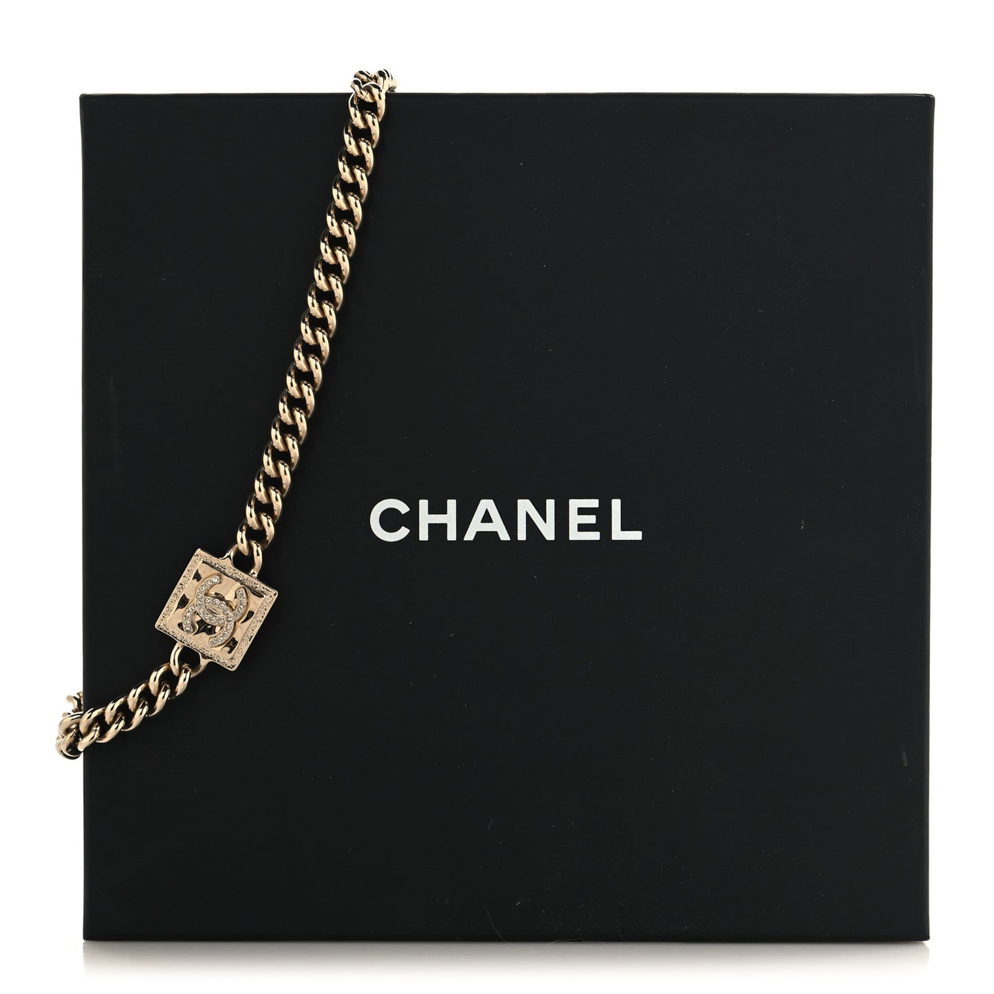 Metal Crystal CC Choker Gold