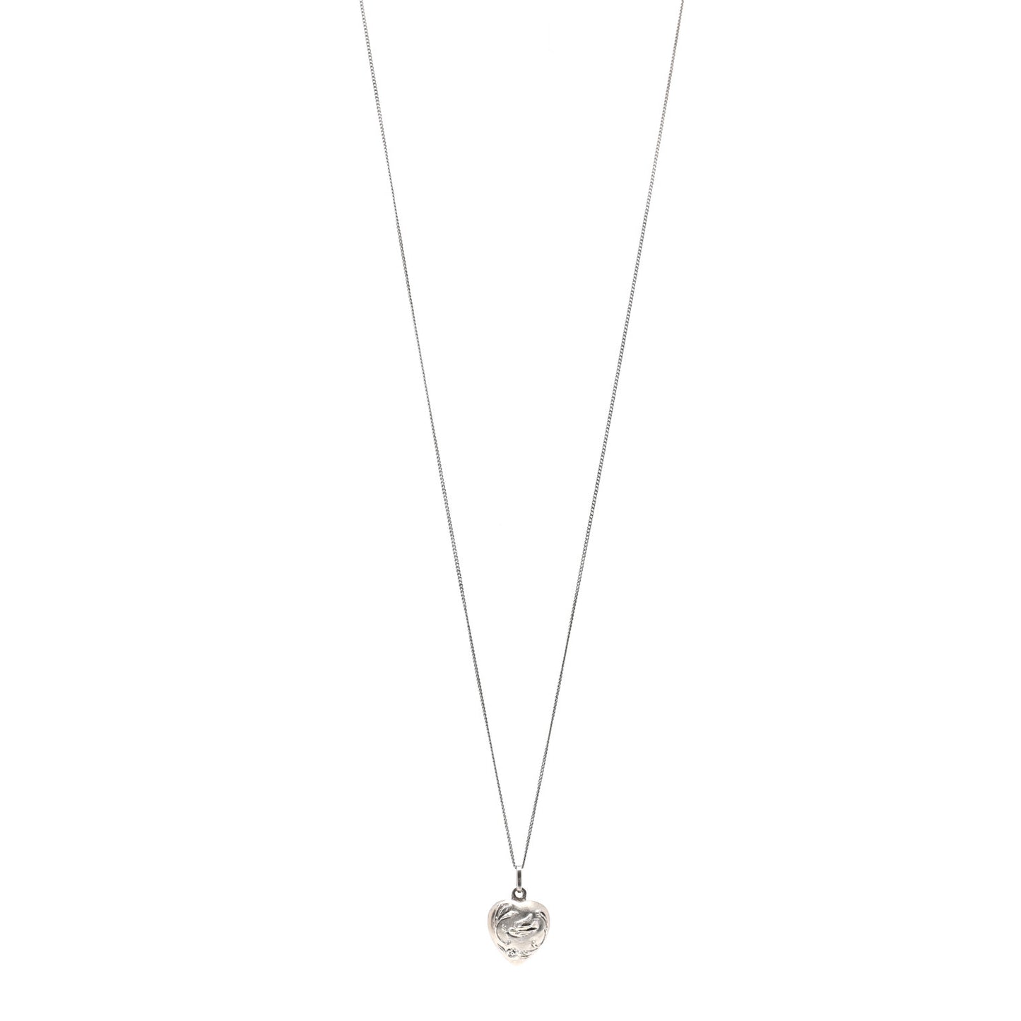 Metal Heart Necklace Silver