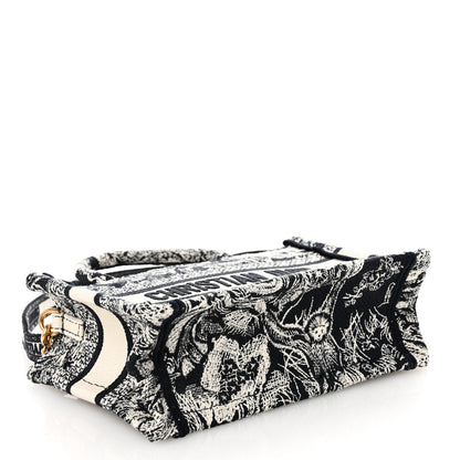Christian Dior Canvas Embroidered Toile De Jouy Reverse Mini Book Tote With Strap Blue Multicolor 4 of 10