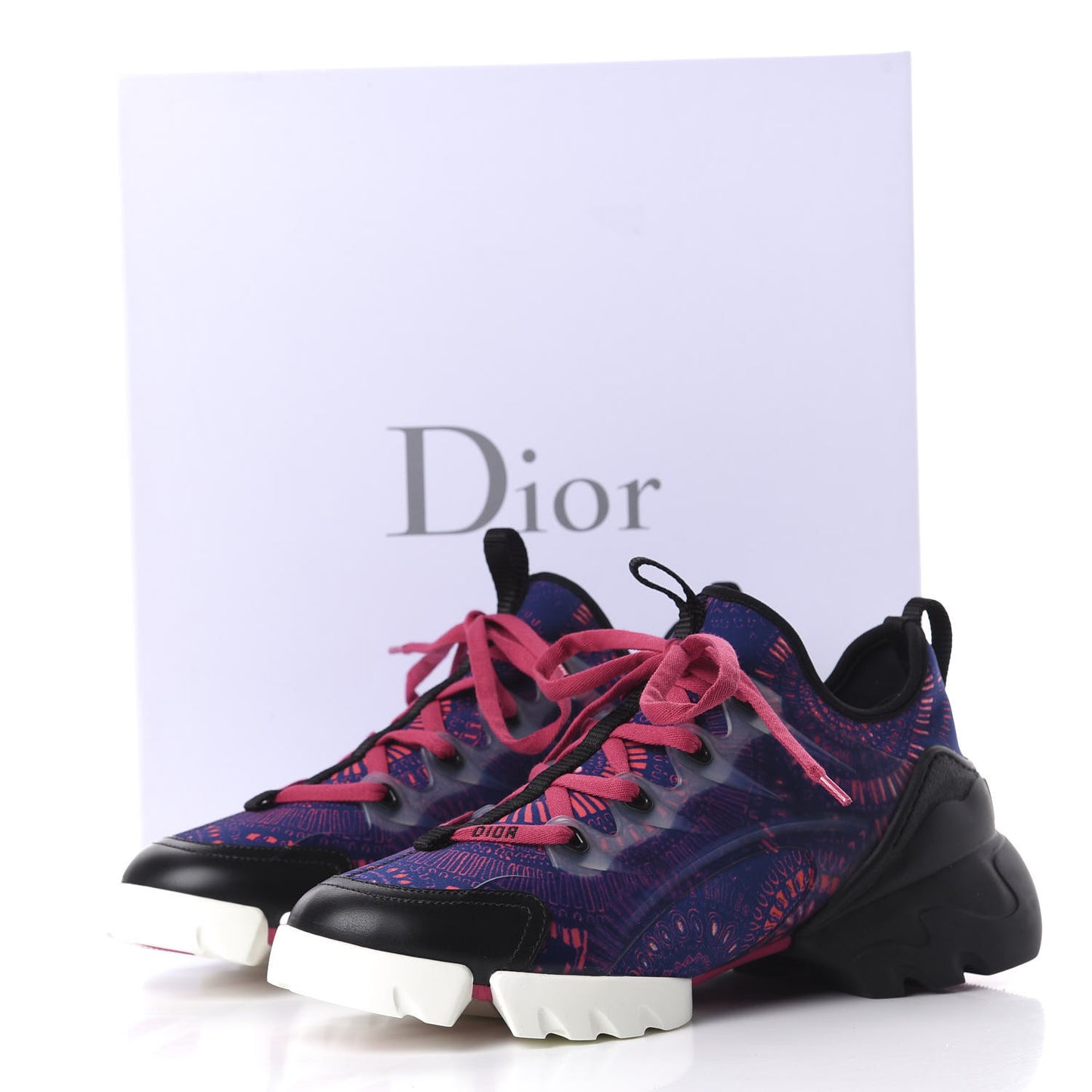 Technical Fabric Rubber Womens Fireworks D-Connect Sneakers 38.5 Deep Blue Pink