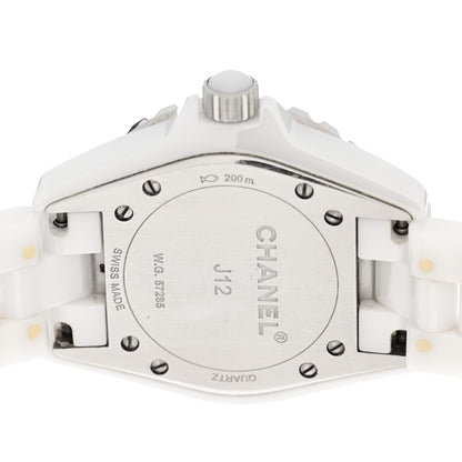 Chanel Stainless Steel Ceramic Diamond Dial 33mm J12 Quartz Watch White 4 of 5