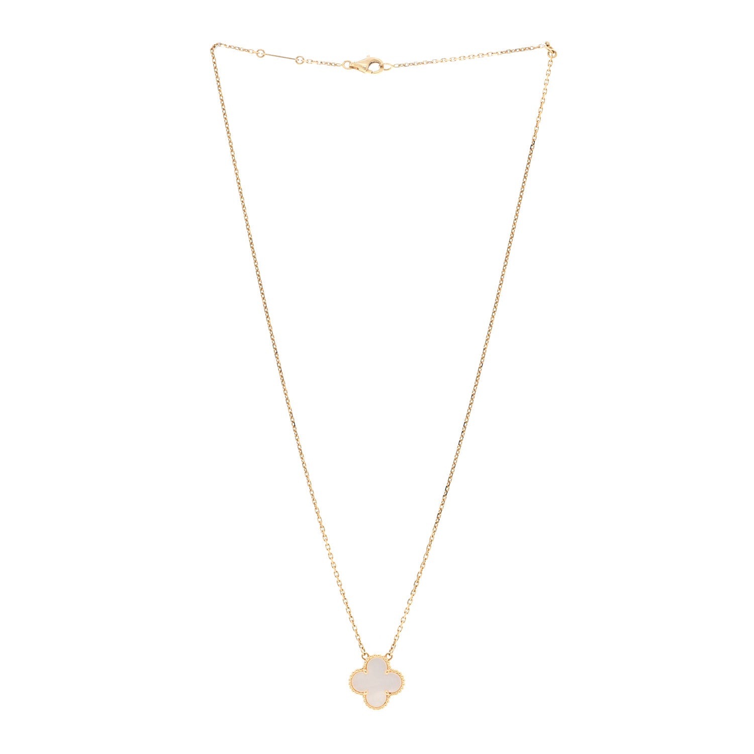 Van Cleef & Arpels 18K Yellow Gold Mother of Pearl Vintage Alhambra Pendant Necklace 3 of 5