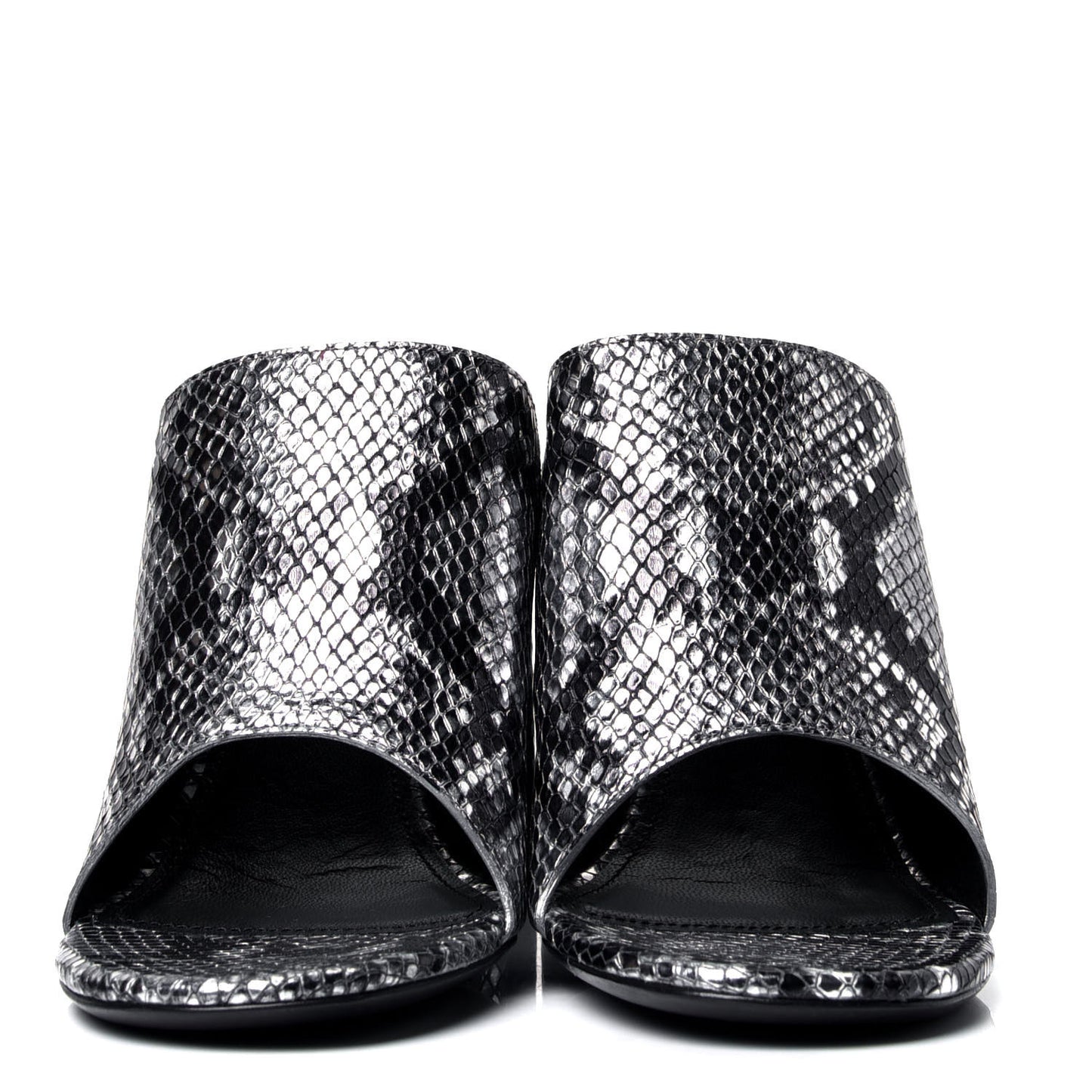 Kidskin Snake Effect Oval 90mm Mule Pump 38 Silver