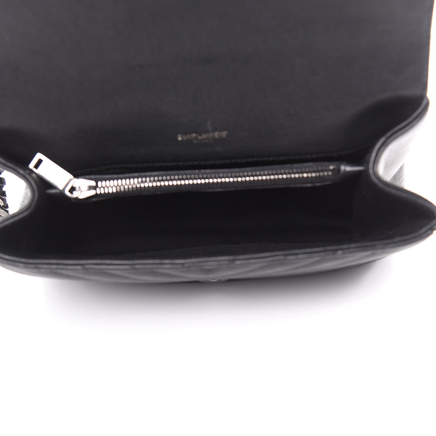 Sheepskin Matelasse Chevron Monogram Medium College Bag Black
