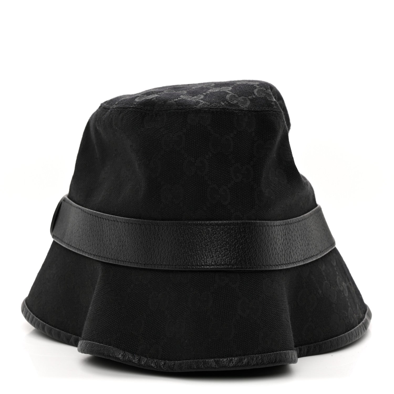 Gucci Monogram Textured Dollar Calfskin GG Jago Bucket Hat XL Black 6 of 16