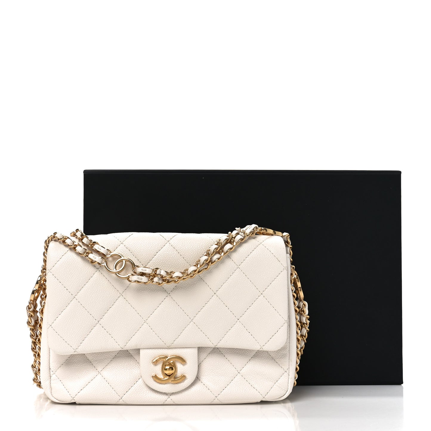 Caviar Quilted Mini CC You Flap White