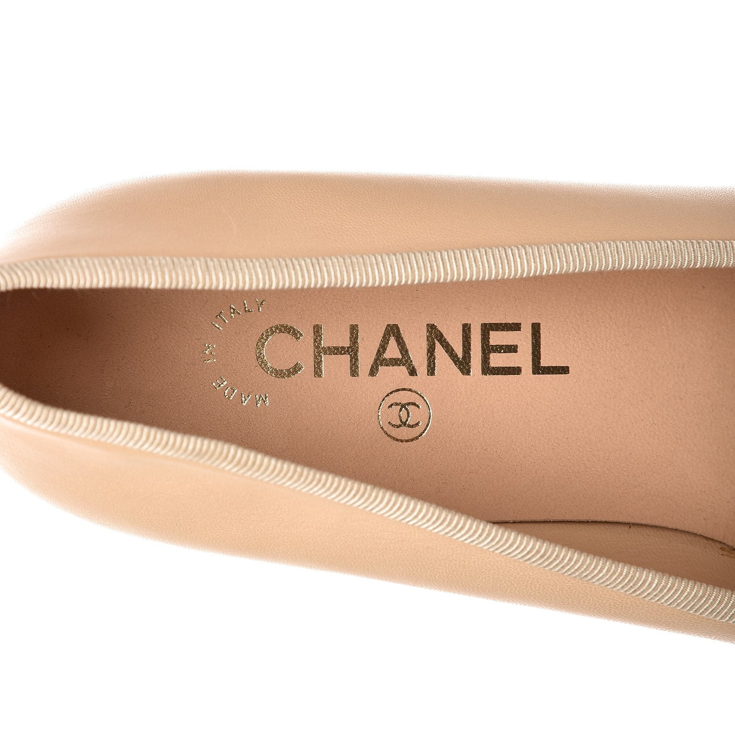 Lambskin Cap Toe CC Ballerina Flats 40 Beige Black